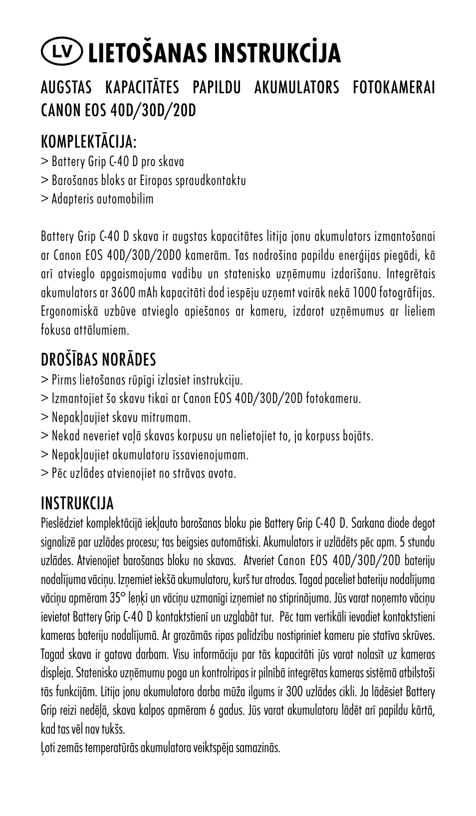 Lietošanas instrukcija | Ansmann Energy CANON EOS 20D User Manual | Page 9 / 24