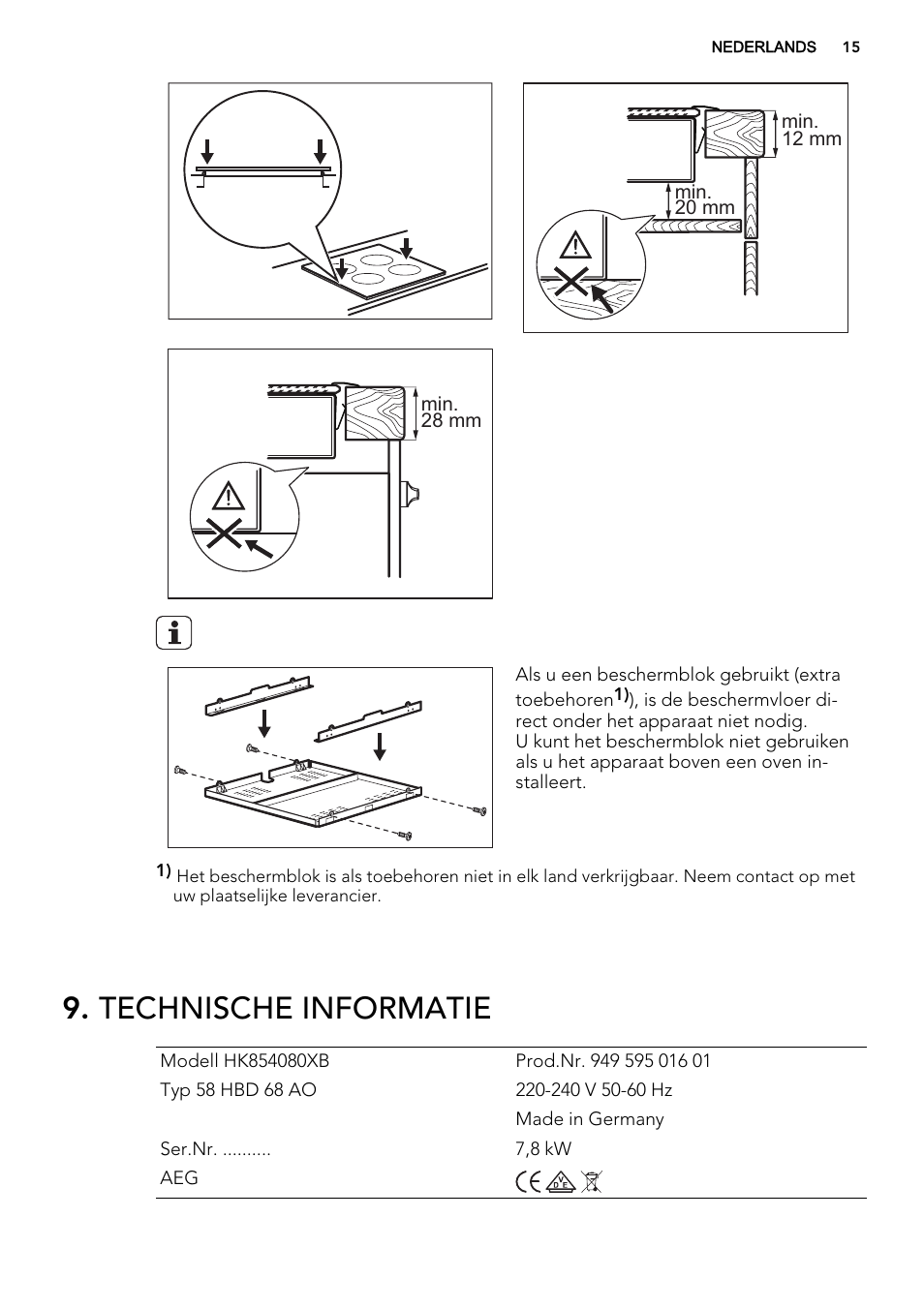 Technische informatie | AEG HG654320NM User Manual | Page 15 / 64