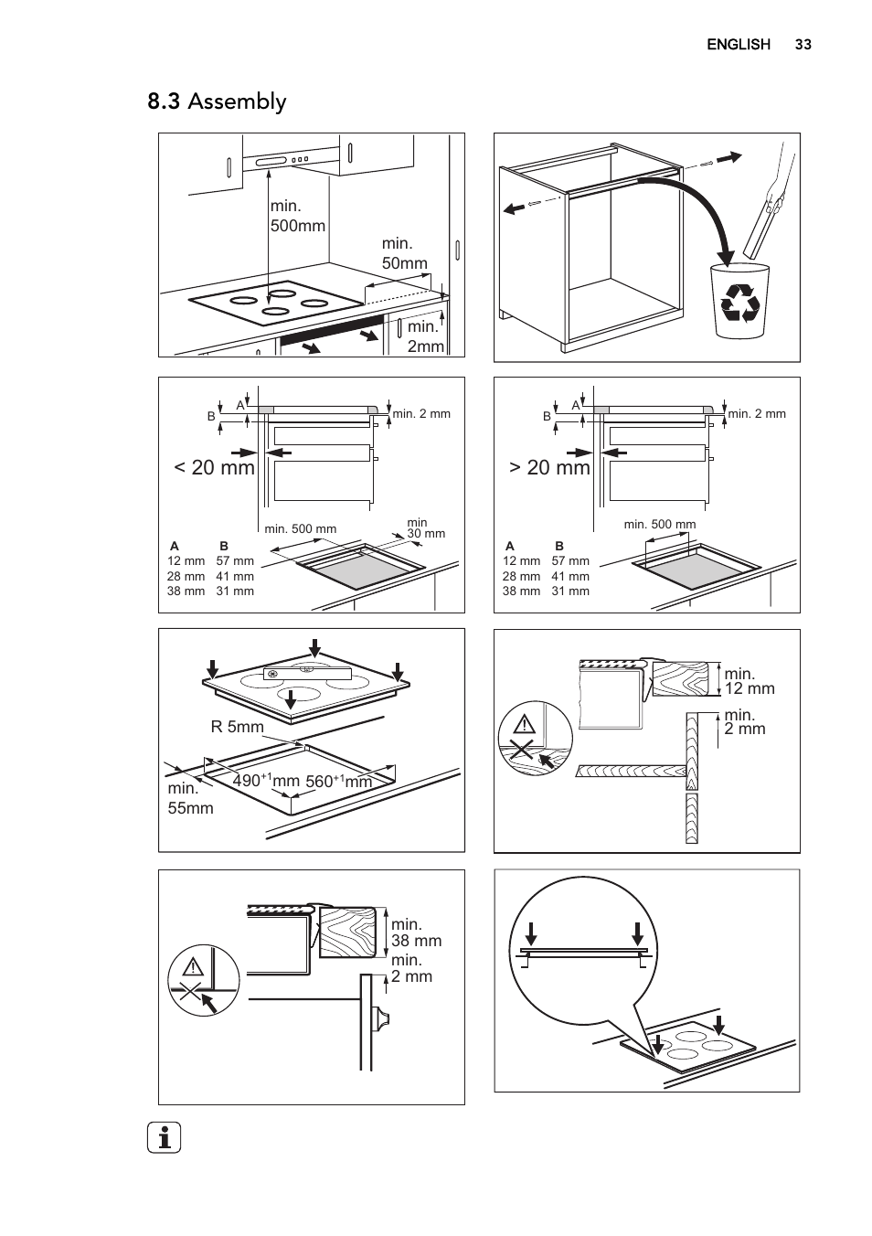 3 assembly, 20 mm | AEG HK654200XB User Manual | Page 33 / 72