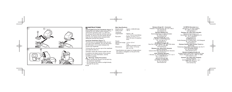 Instructions | Olympus VF-4 User Manual | Page 2 / 58