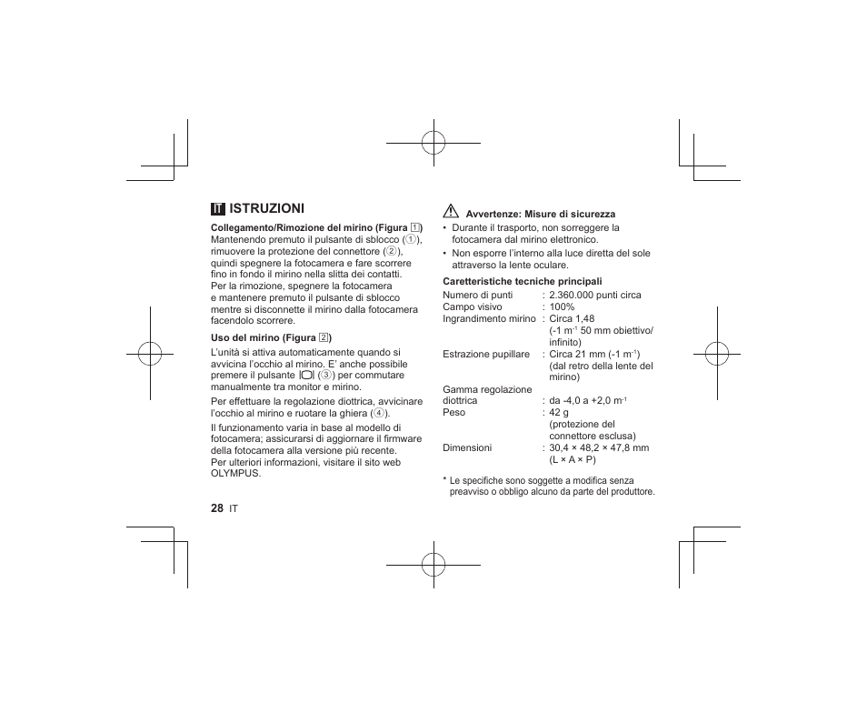 It istruzioni | Olympus VF-4 User Manual | Page 26 / 58