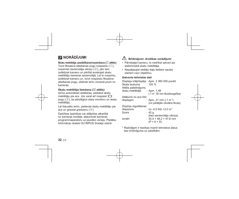 Lv norādījumi | Olympus VF-4 User Manual | Page 30 / 58