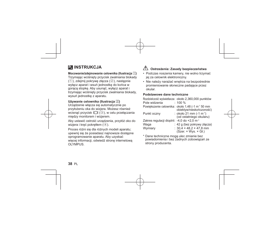 Pl instrukcja | Olympus VF-4 User Manual | Page 36 / 58