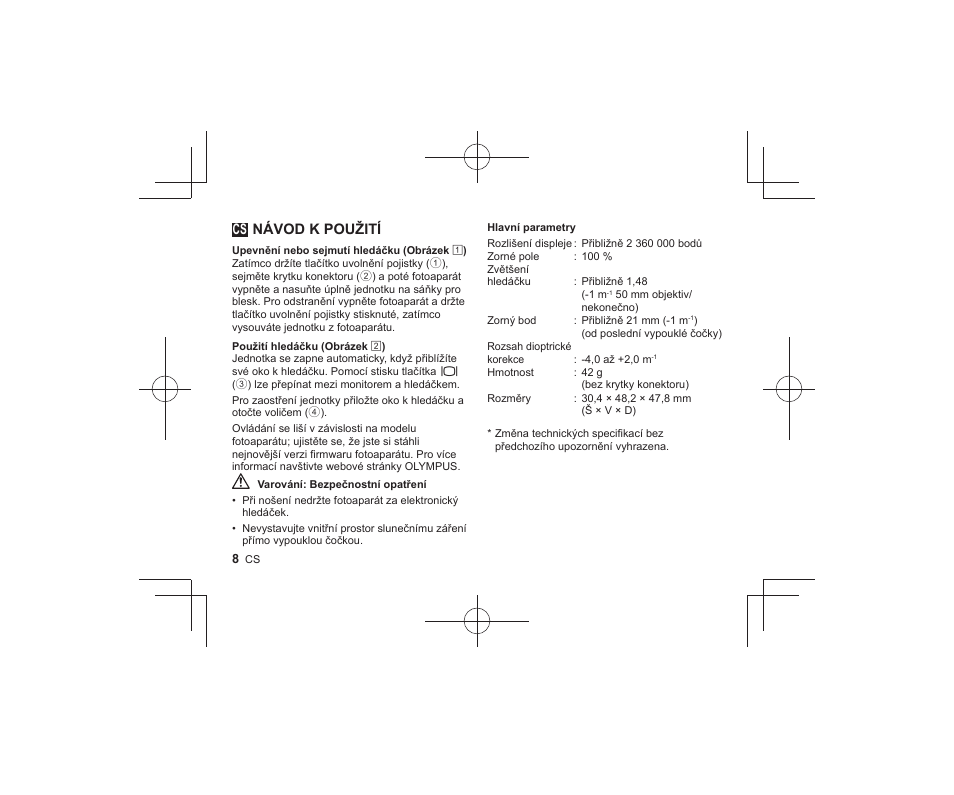 Návod k použití | Olympus VF-4 User Manual | Page 6 / 58