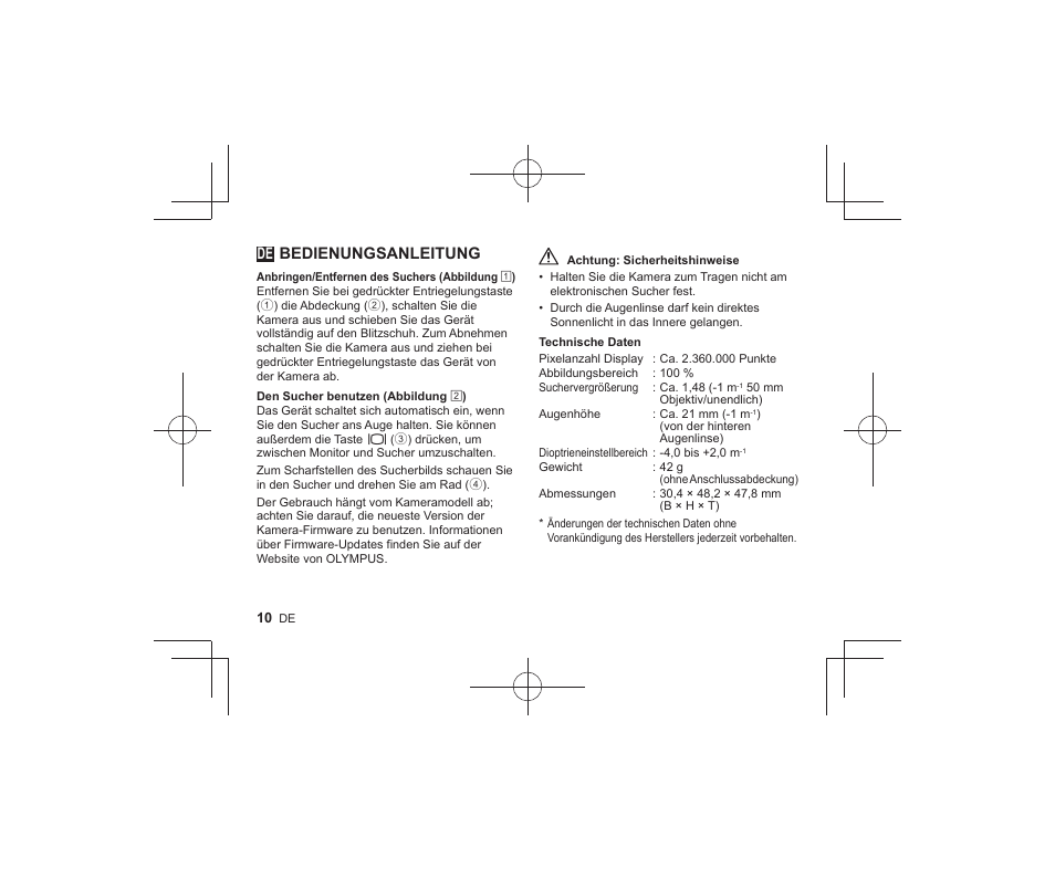 De bedienungsanleitung | Olympus VF-4 User Manual | Page 8 / 58