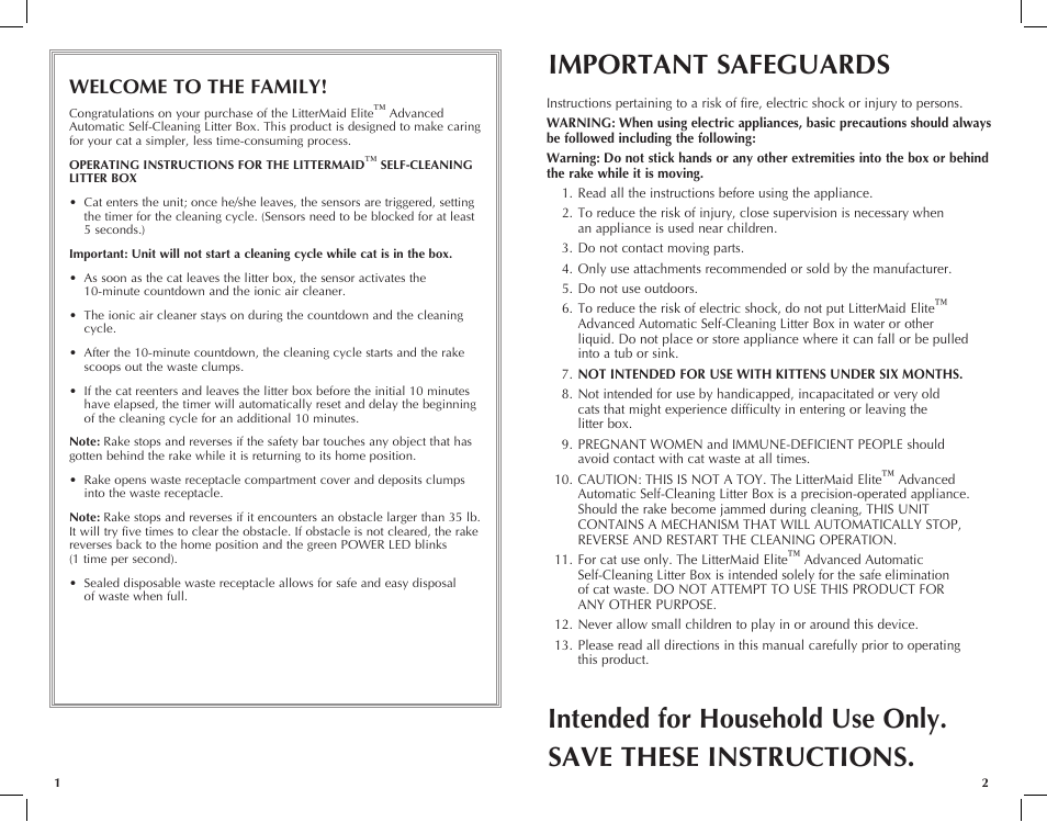 Welcome to the family | Applica LitterMaid Elite LME5000 User Manual | Page 2 / 11