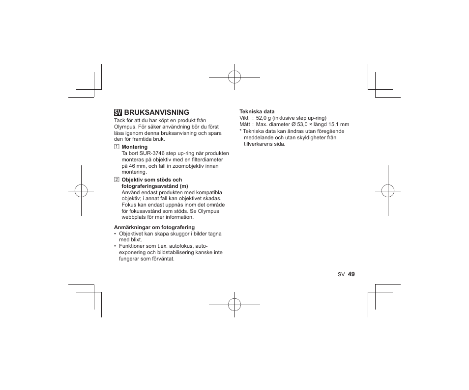 24_r2281_ww_sv, Bruksanvisning | Olympus MCONP02 User Manual | Page 47 / 66