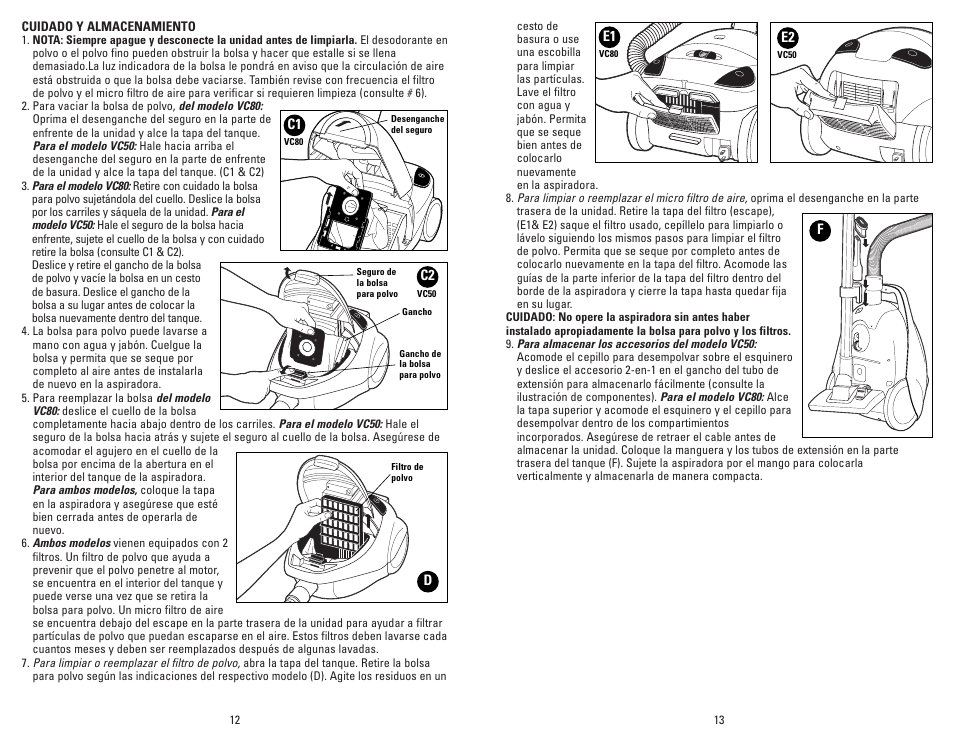 Applica VC50 User Manual | Page 7 / 8