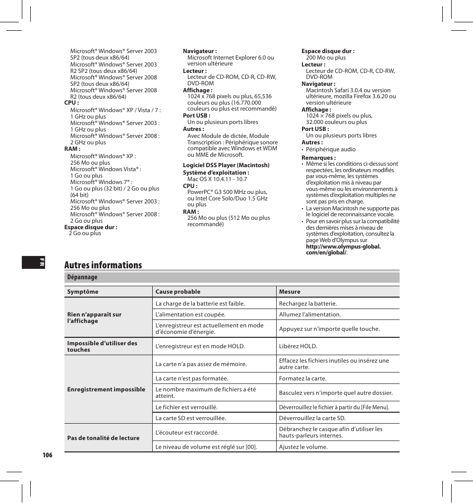 Autres informations | Olympus DS-3500 User Manual | Page 106 / 184