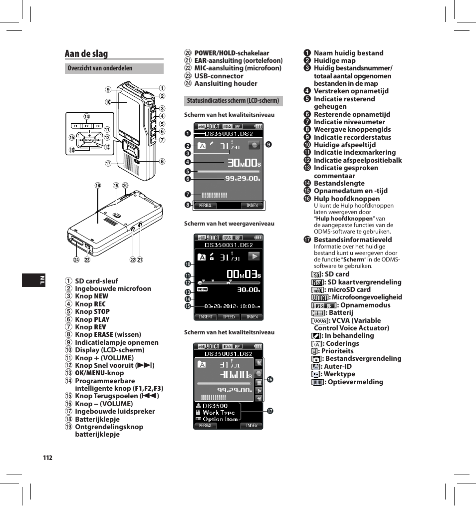 Aan de slag | Olympus DS-3500 User Manual | Page 112 / 184