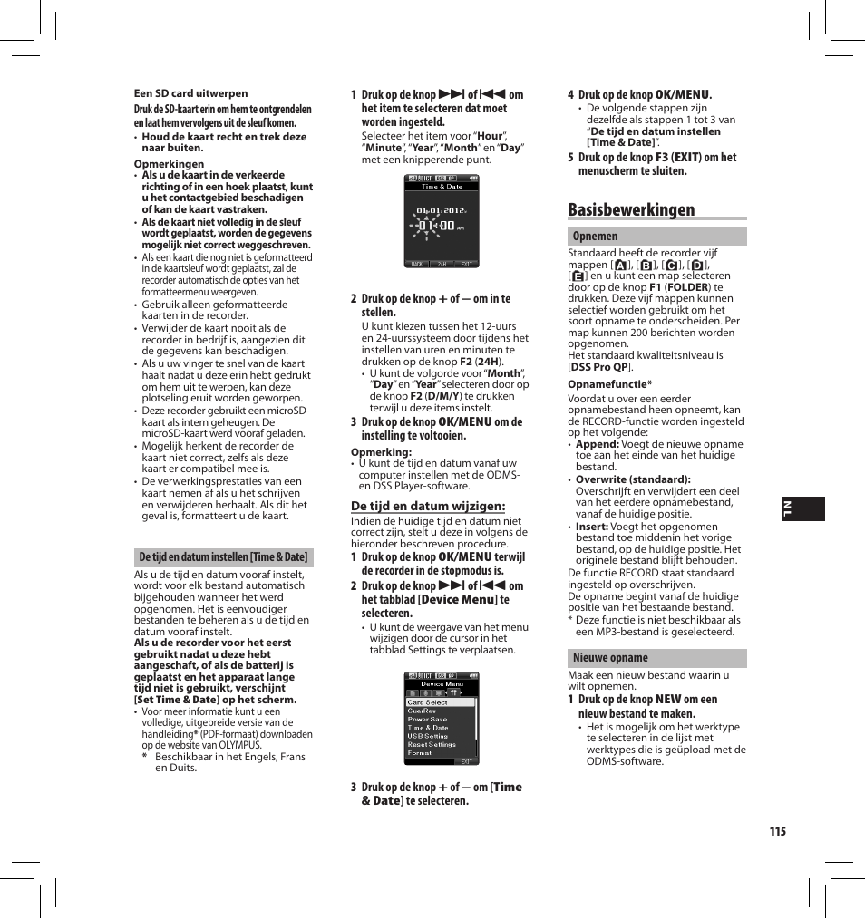 Basisbewerkingen | Olympus DS-3500 User Manual | Page 115 / 184