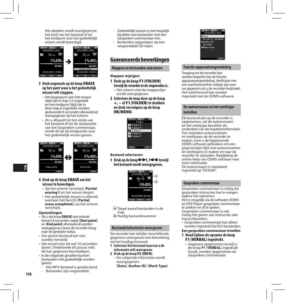 Geavanceerde bewerkingen | Olympus DS-3500 User Manual | Page 118 / 184