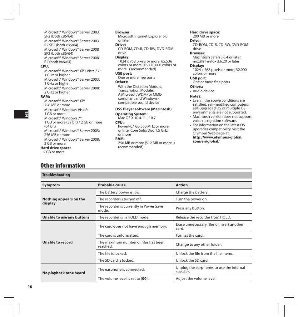 Other information | Olympus DS-3500 User Manual | Page 16 / 184