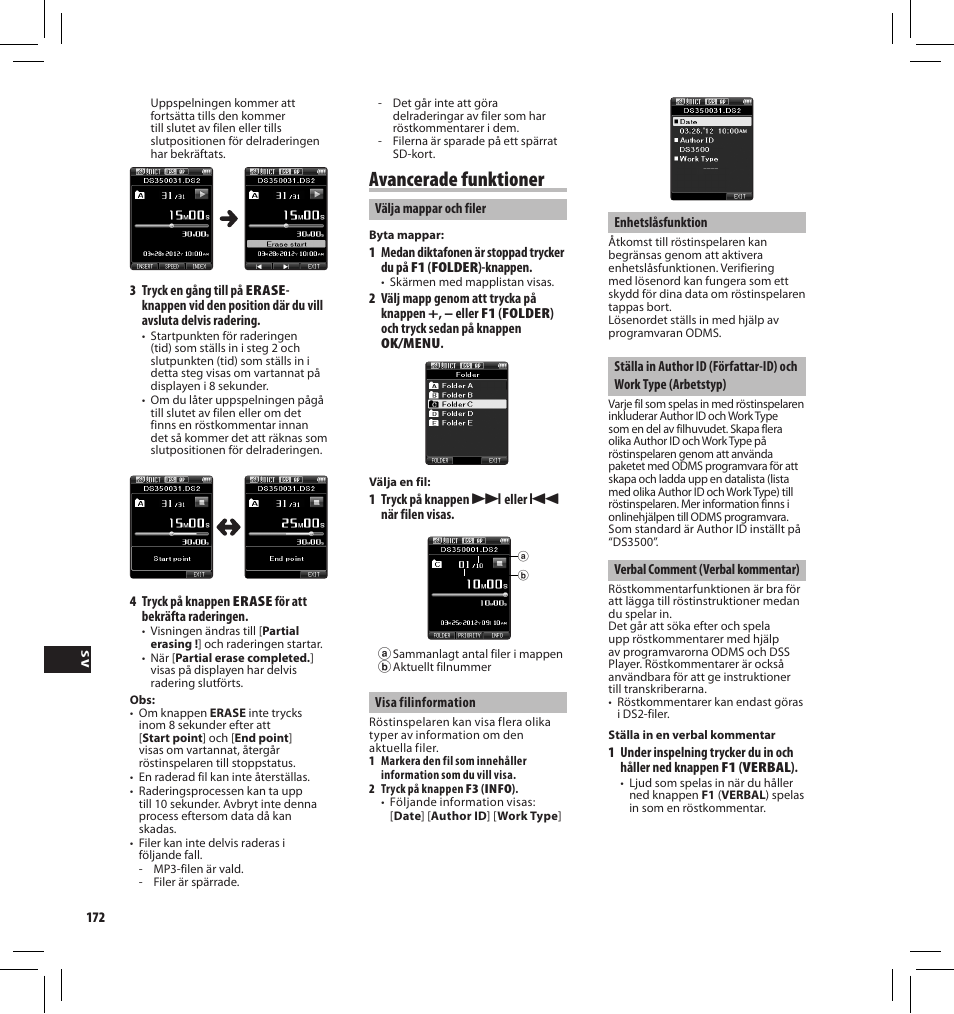 Avancerade funktioner | Olympus DS-3500 User Manual | Page 172 / 184