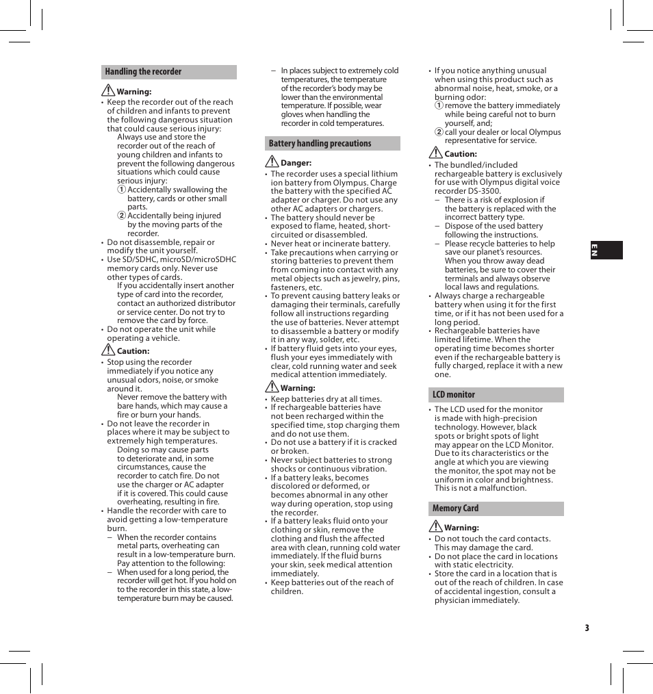 Olympus DS-3500 User Manual | Page 3 / 184