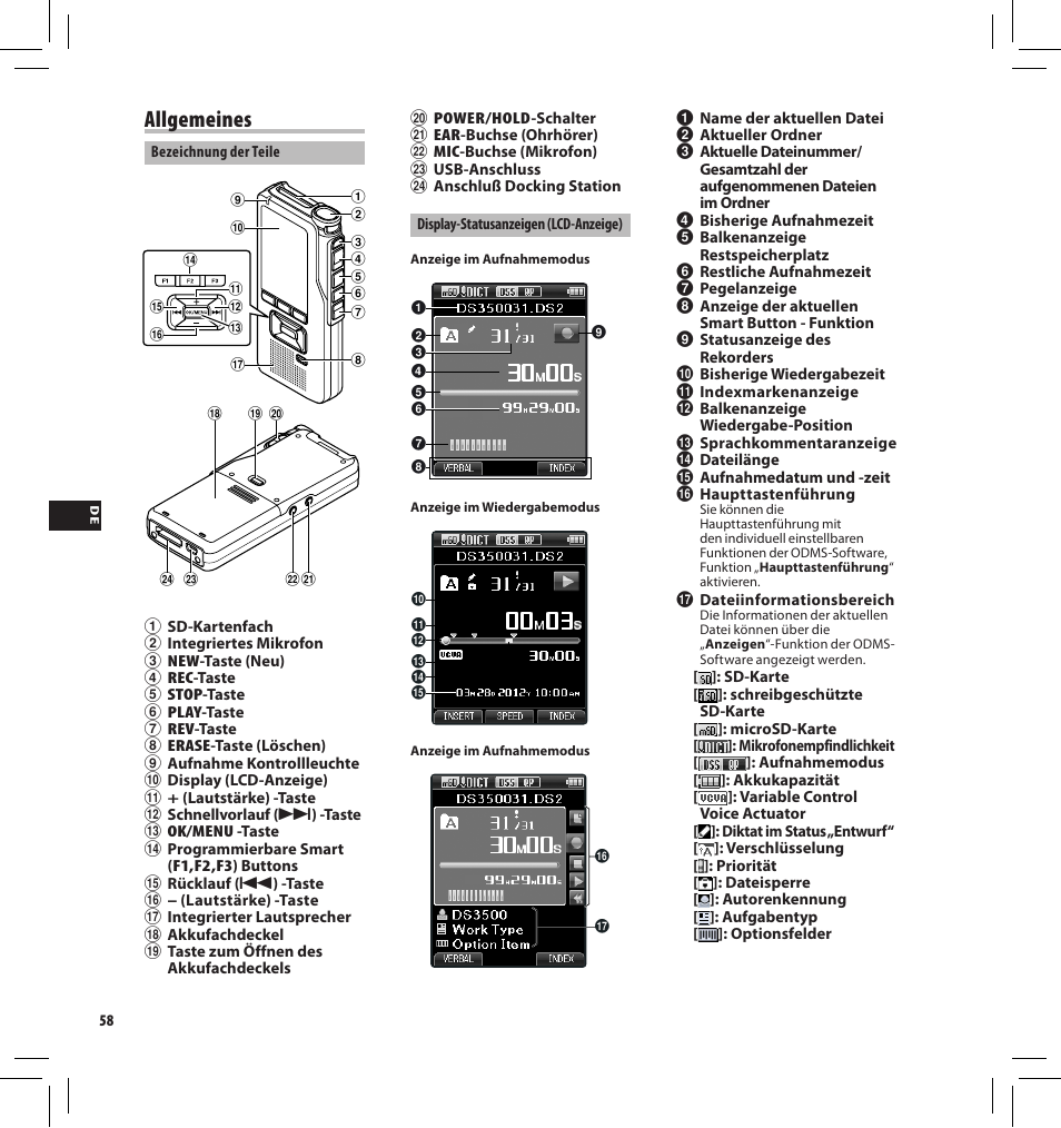 Allgemeines | Olympus DS-3500 User Manual | Page 58 / 184