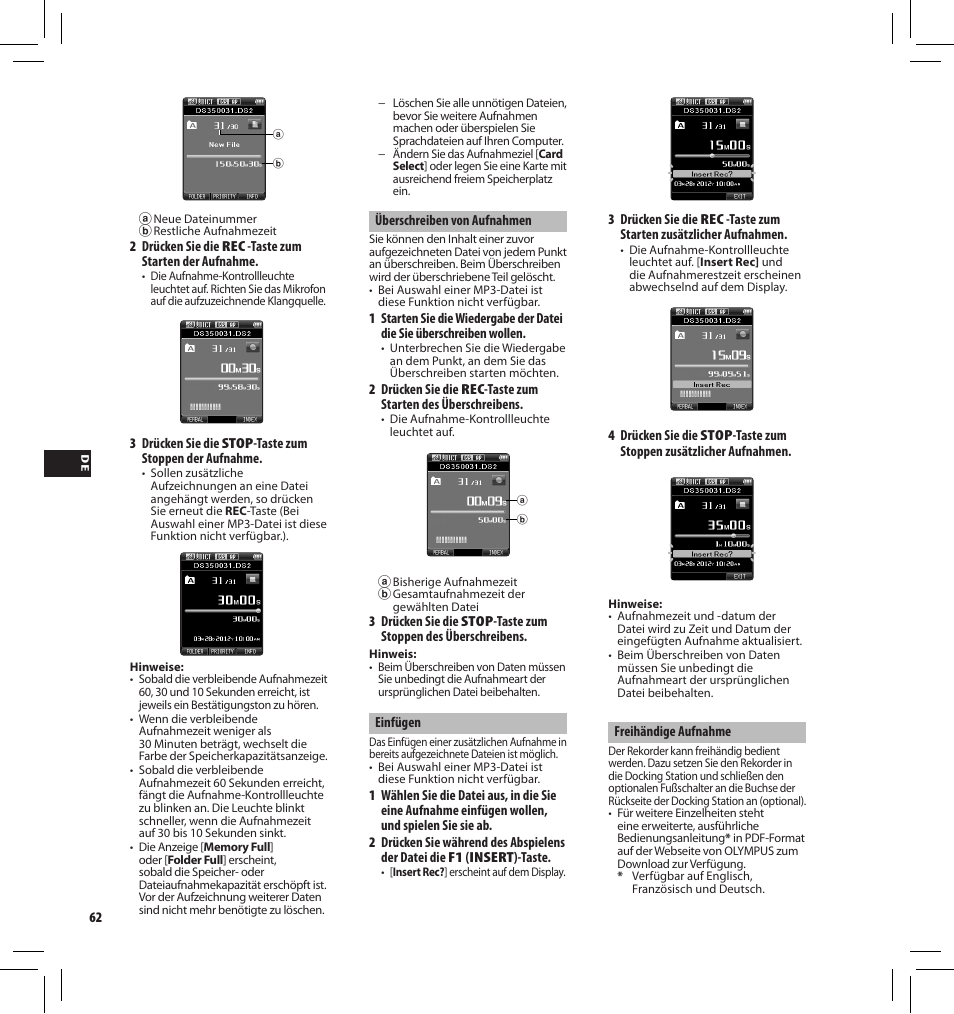 Olympus DS-3500 User Manual | Page 62 / 184