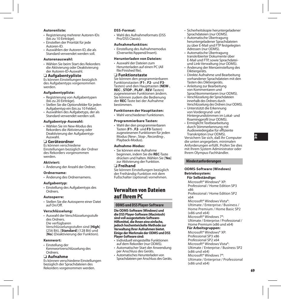 Verwalten von dateien auf ihrem pc | Olympus DS-3500 User Manual | Page 69 / 184