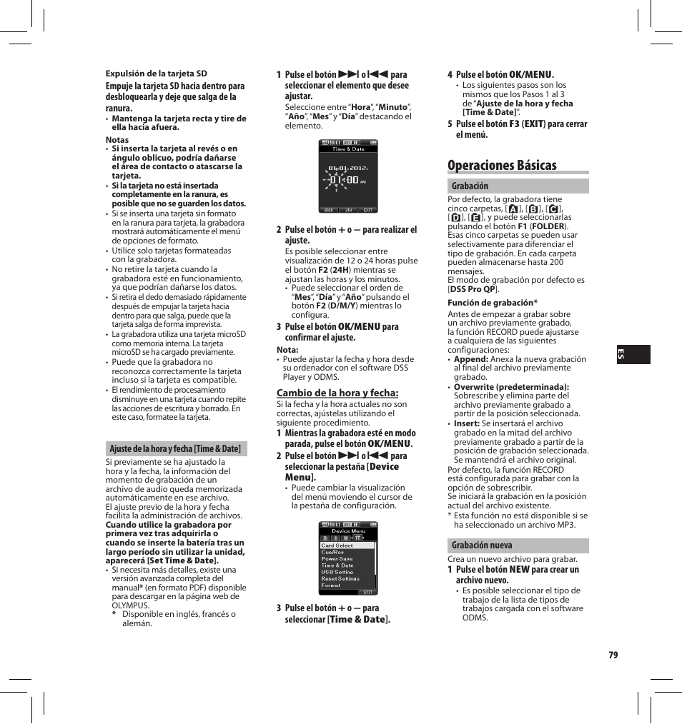 Operaciones básicas | Olympus DS-3500 User Manual | Page 79 / 184