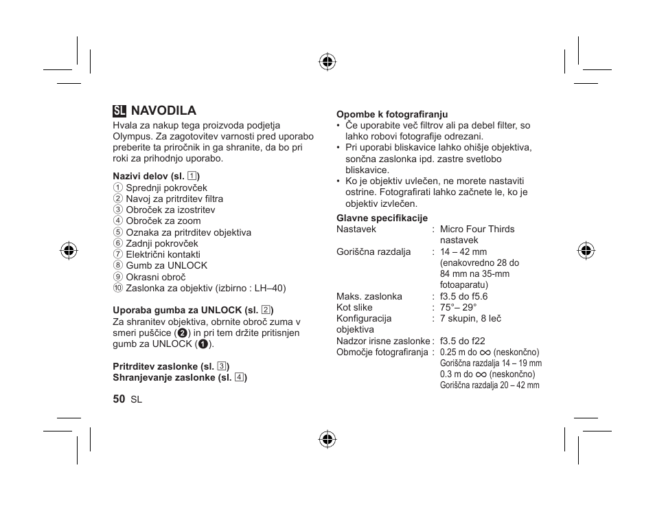 L1036_e_sl_cs2e.indd.pdf, Navodila | Olympus M-ZUIKO DIGITAL 1442mm 13-55-6 II R User Manual | Page 48 / 58