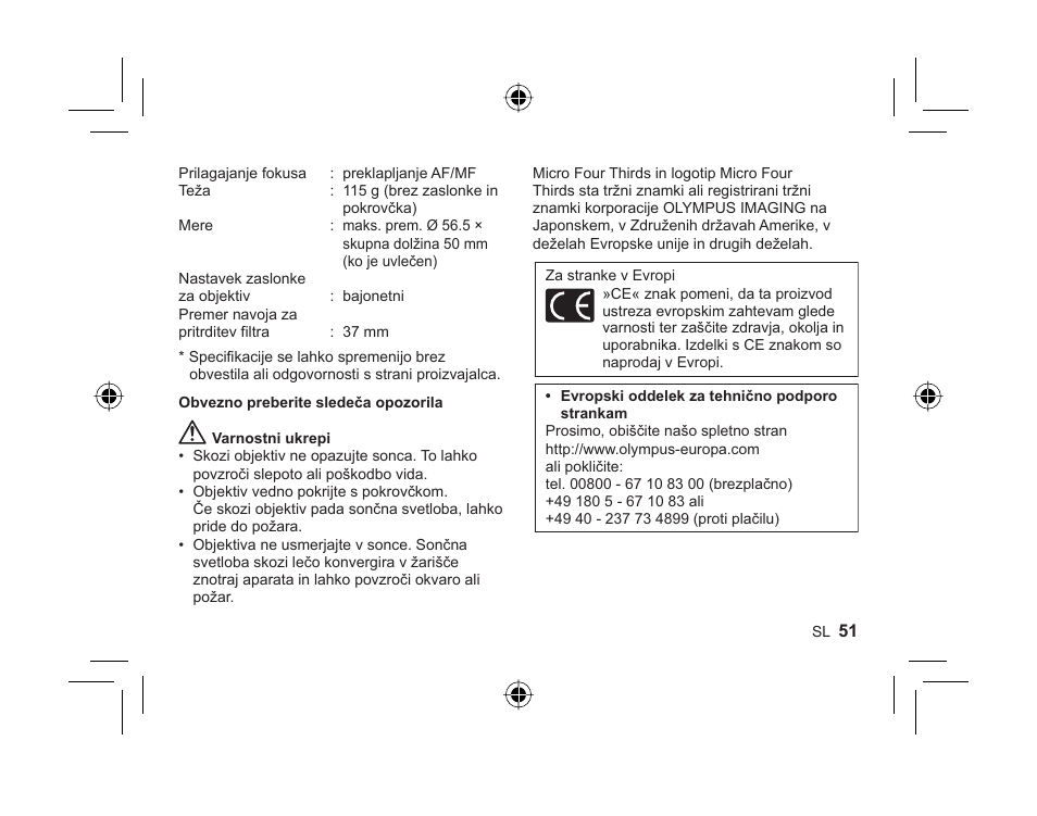Olympus M-ZUIKO DIGITAL 1442mm 13-55-6 II R User Manual | Page 49 / 58