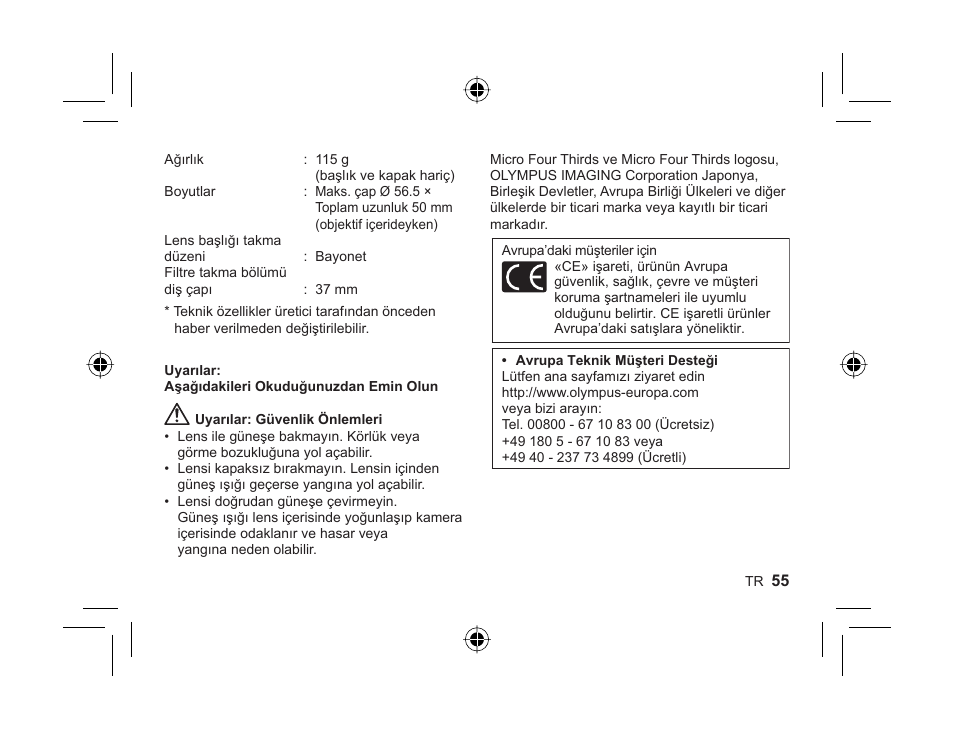 Olympus M-ZUIKO DIGITAL 1442mm 13-55-6 II R User Manual | Page 53 / 58