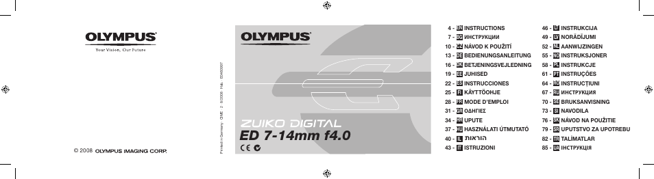 Olympus ZUIKO DIGITAL ED 714mm 14-0 User Manual | 86 pages