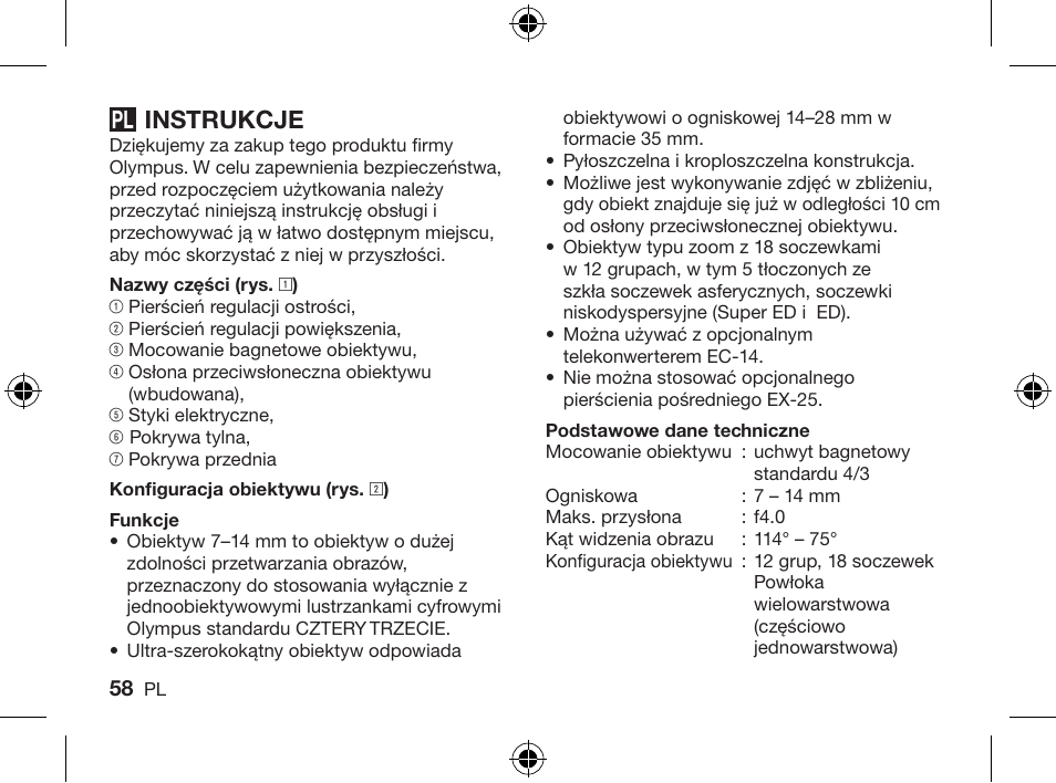 Instrukcje | Olympus ZUIKO DIGITAL ED 714mm 14-0 User Manual | Page 56 / 86