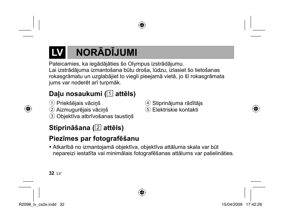 Norādījumi | Olympus MMF-1 Adattatore QuattroTerzi User Manual | Page 30 / 66