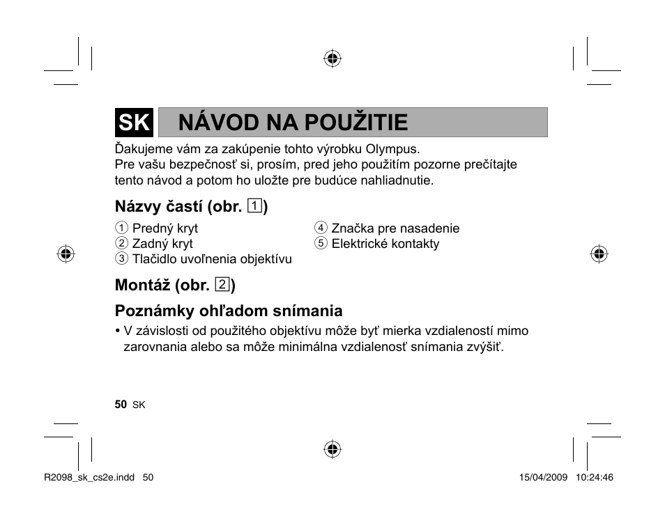 Návod na použitie | Olympus MMF-1 Adattatore QuattroTerzi User Manual | Page 48 / 66