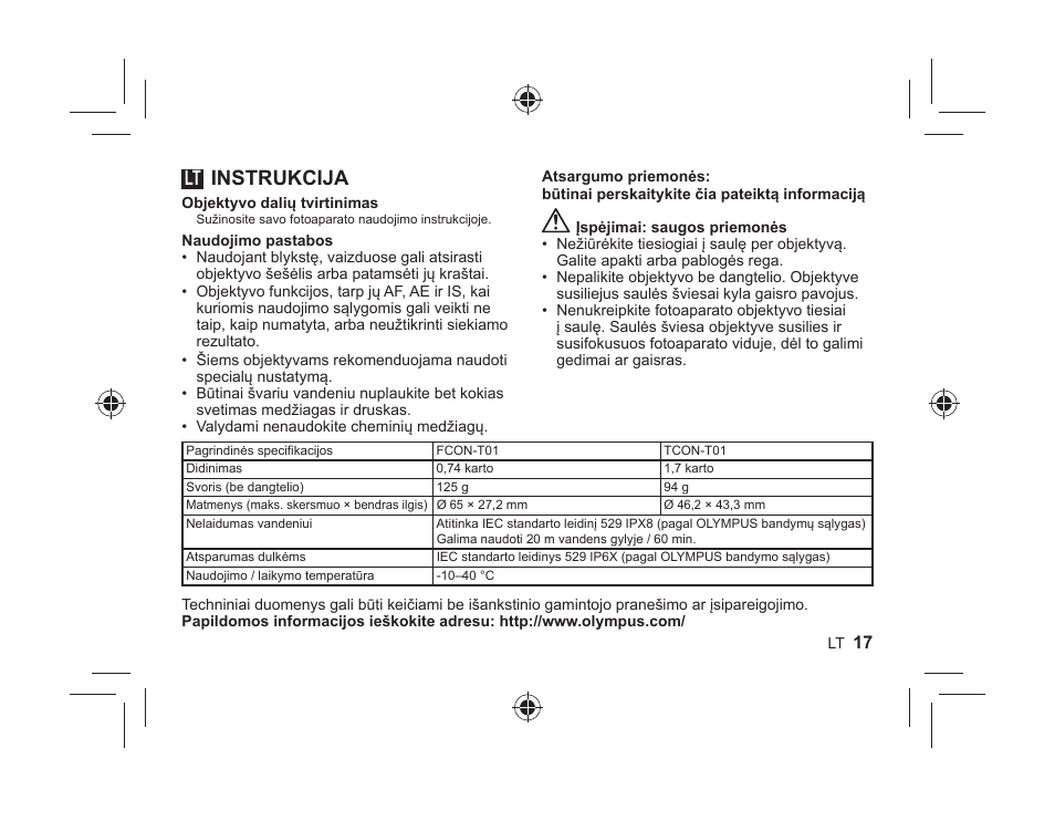 Instrukcija | Olympus FCONT01 User Manual | Page 17 / 44