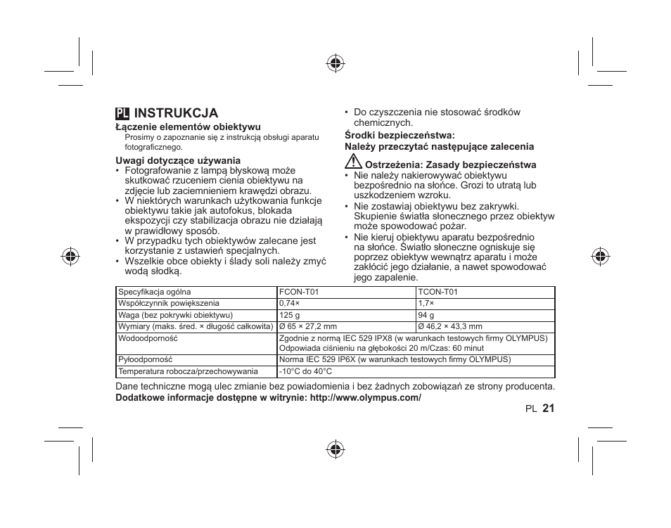 Instrukcja | Olympus FCONT01 User Manual | Page 21 / 44