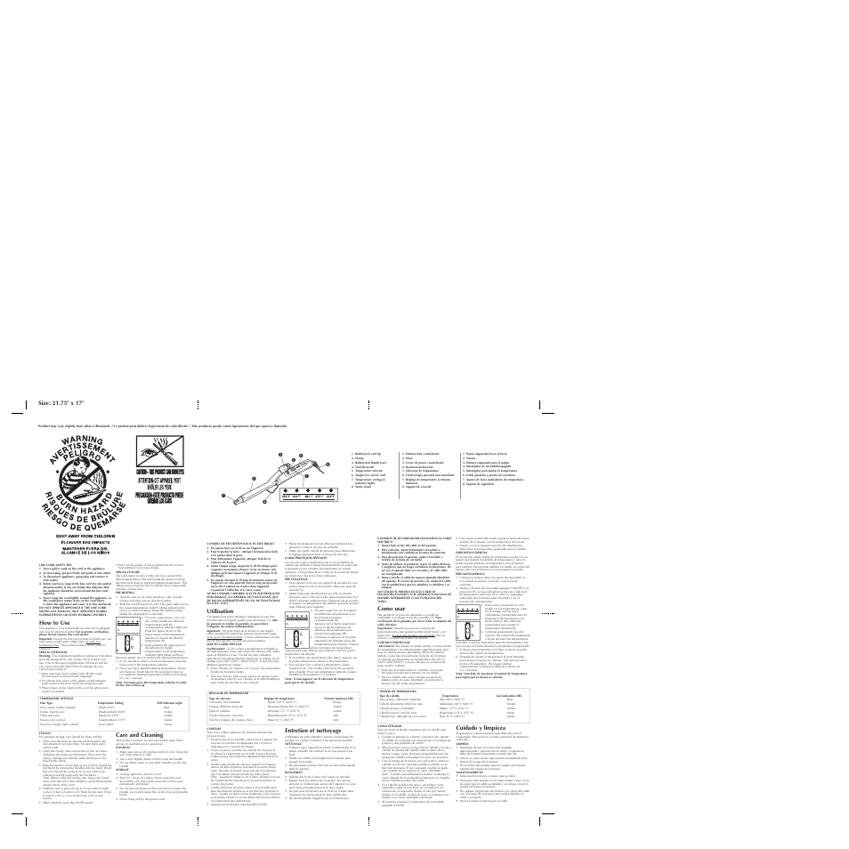 How to use, Como usar, Utilisation | Care and cleaning, Entretien et nettoyage, Cuidado y limpieza | Applica CI-1A User Manual | Page 2 / 2