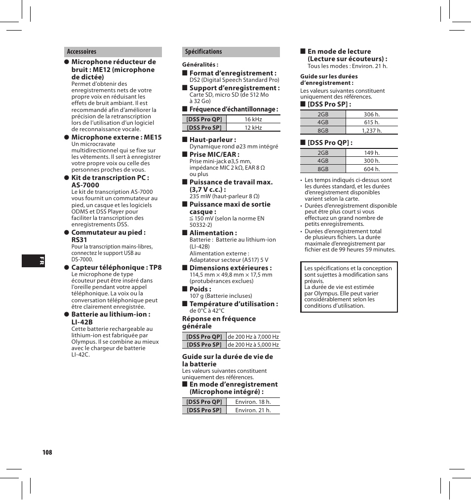 Olympus DS7000 User Manual | Page 108 / 184