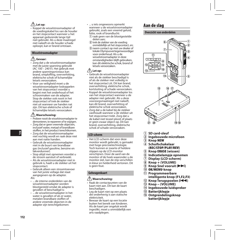 Aan de slag | Olympus DS7000 User Manual | Page 112 / 184