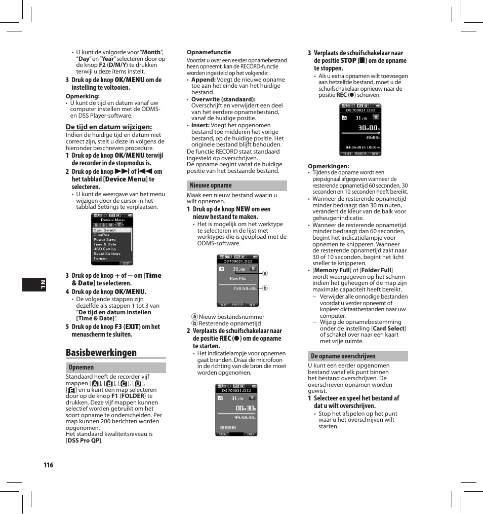 Basisbewerkingen | Olympus DS7000 User Manual | Page 116 / 184