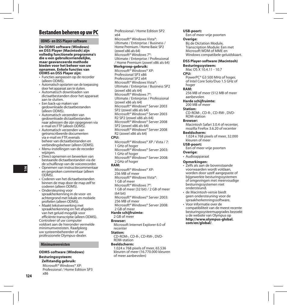 Bestanden beheren op uw pc | Olympus DS7000 User Manual | Page 124 / 184