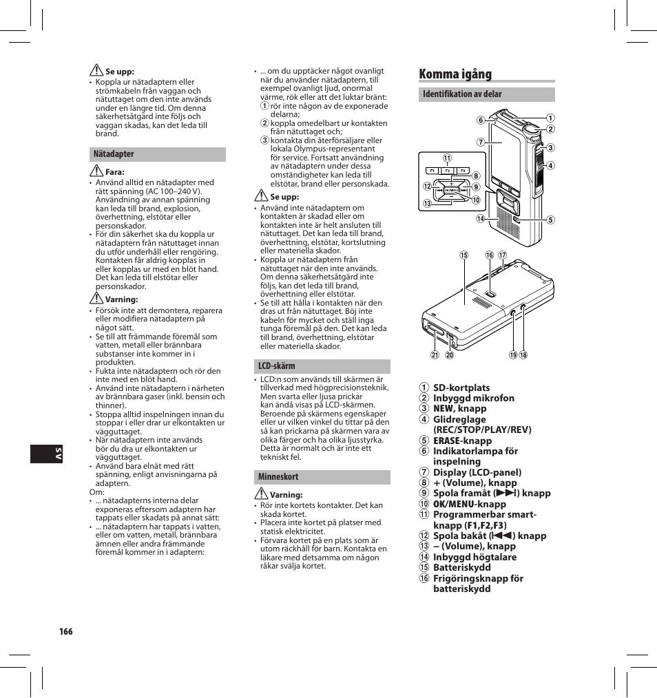 Komma igång | Olympus DS7000 User Manual | Page 166 / 184