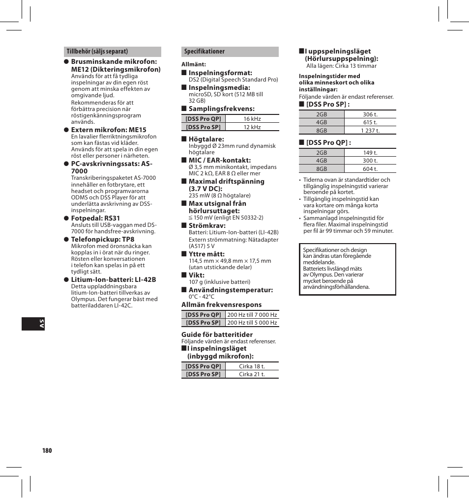 Olympus DS7000 User Manual | Page 180 / 184