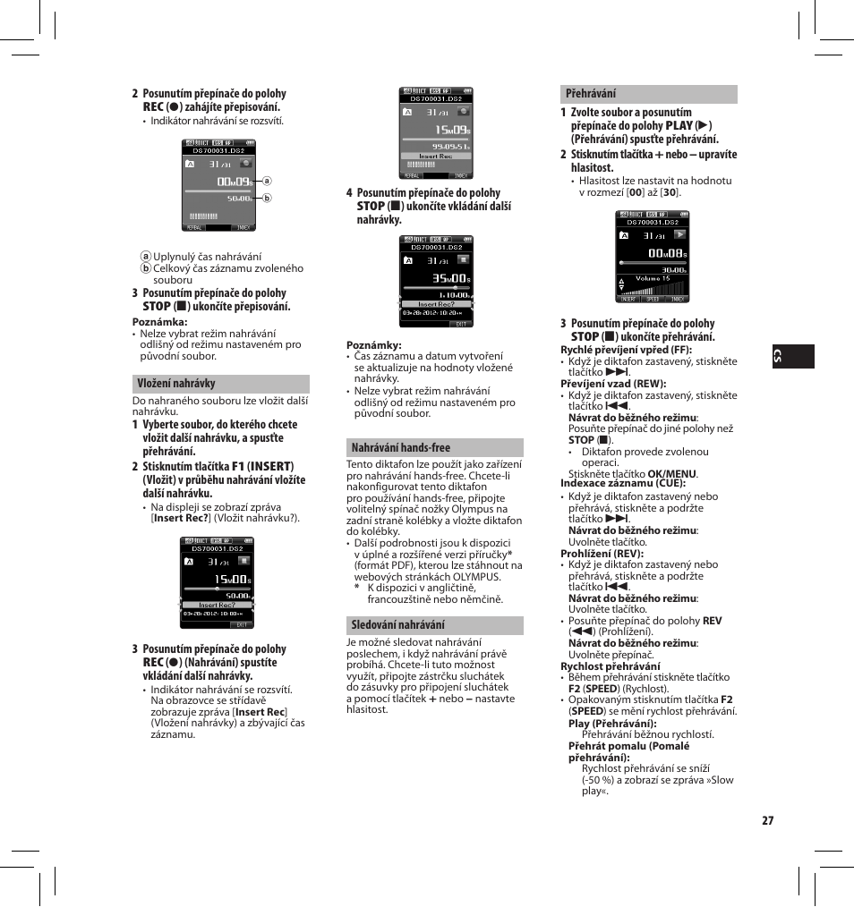 Olympus DS7000 User Manual | Page 27 / 184