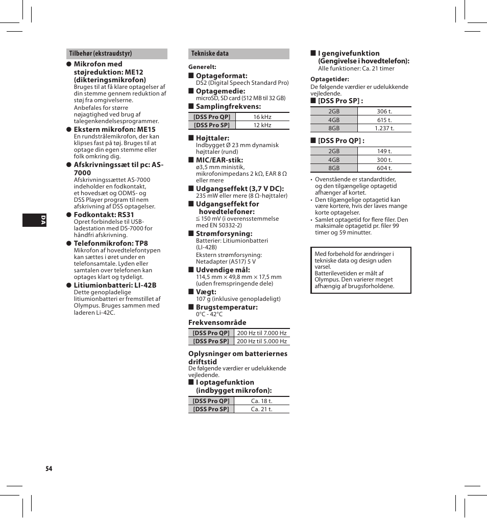 Olympus DS7000 User Manual | Page 54 / 184