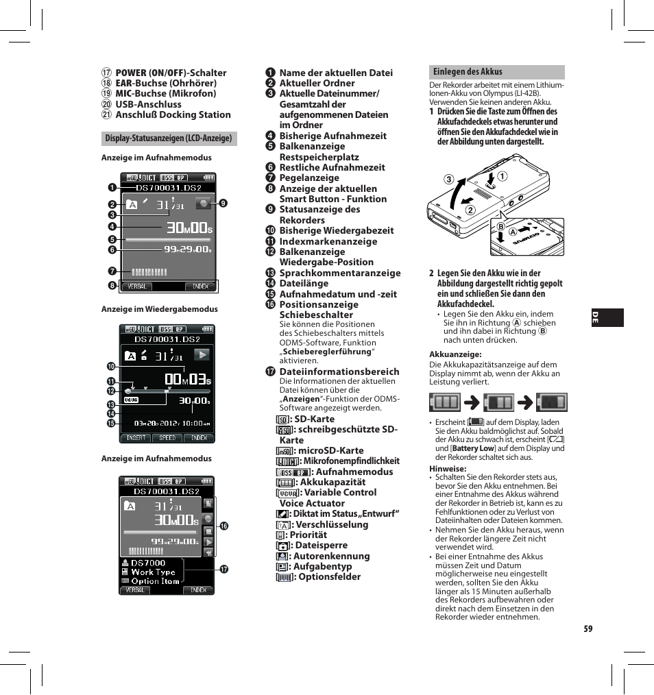 Olympus DS7000 User Manual | Page 59 / 184