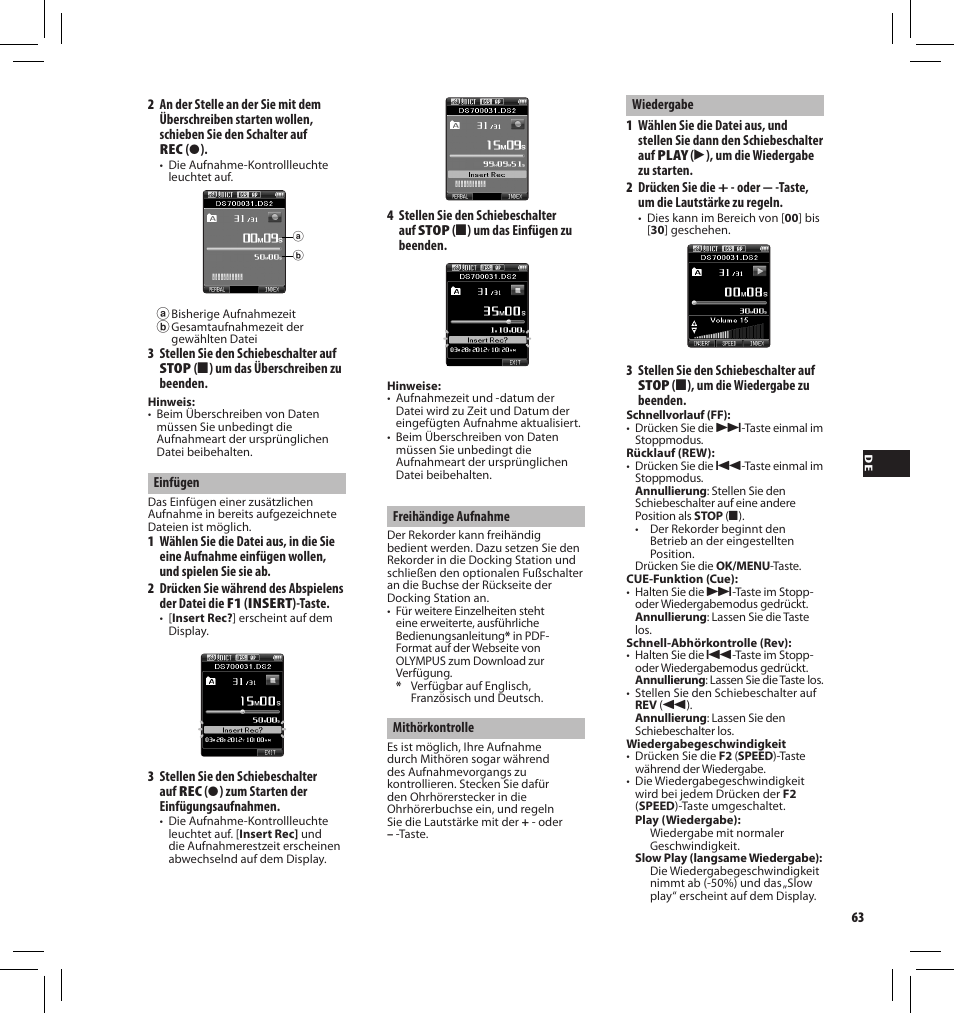 Olympus DS7000 User Manual | Page 63 / 184