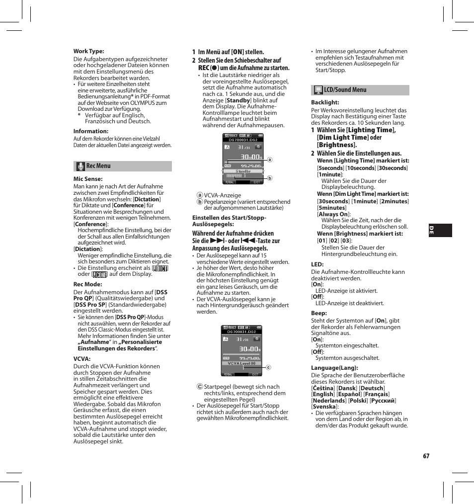 Olympus DS7000 User Manual | Page 67 / 184