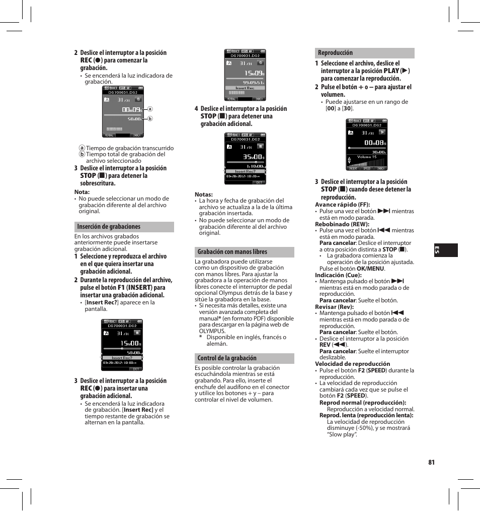 Olympus DS7000 User Manual | Page 81 / 184