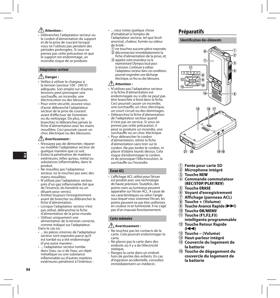 Préparatifs | Olympus DS7000 User Manual | Page 94 / 184