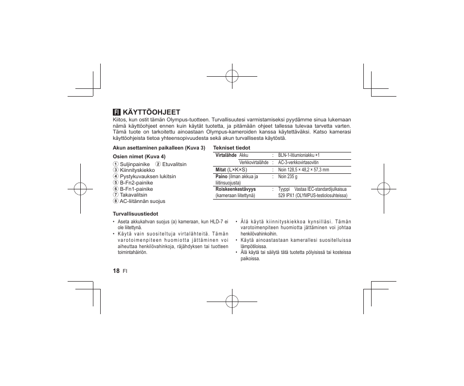 09_r2260_fi, Käyttöohjeet | Olympus HLD-7 User Manual | Page 16 / 58