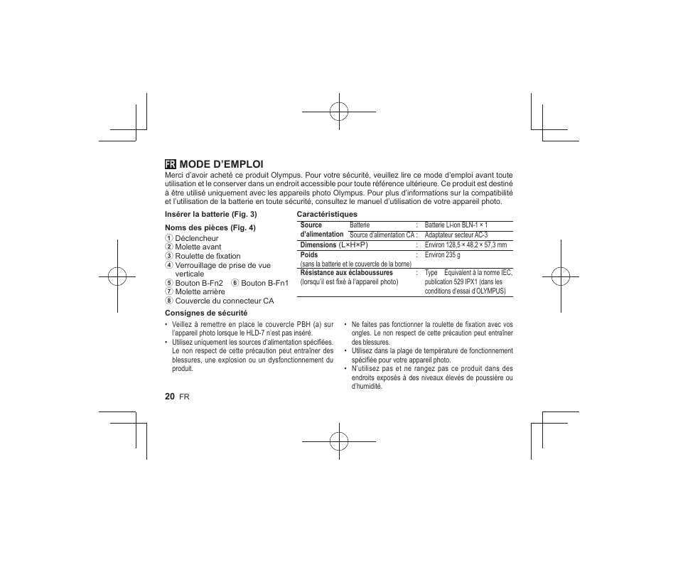 10_r2260_fr, Mode d’emploi | Olympus HLD-7 User Manual | Page 18 / 58