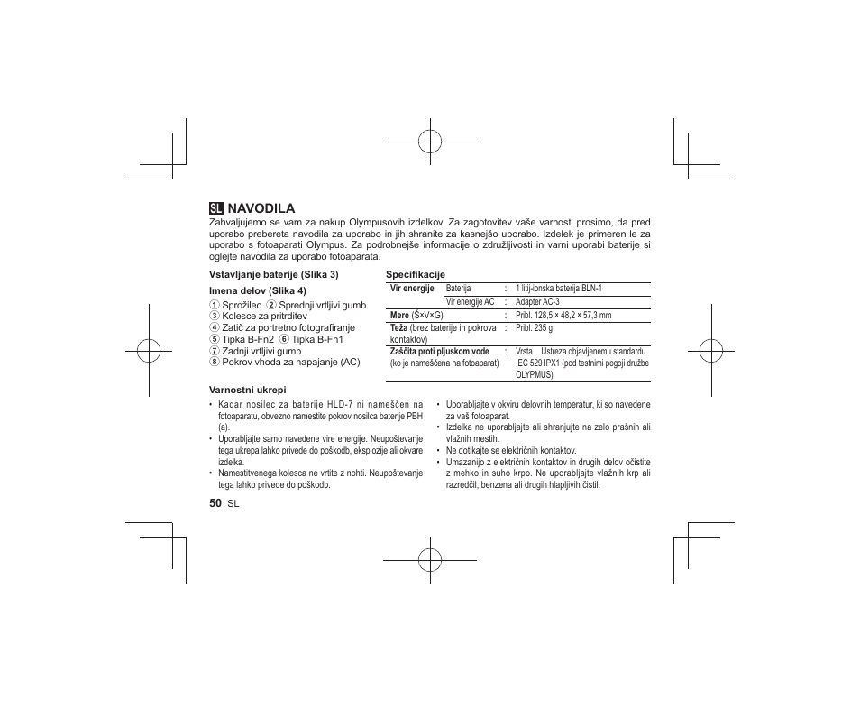 25_r2260_sl, Navodila | Olympus HLD-7 User Manual | Page 48 / 58