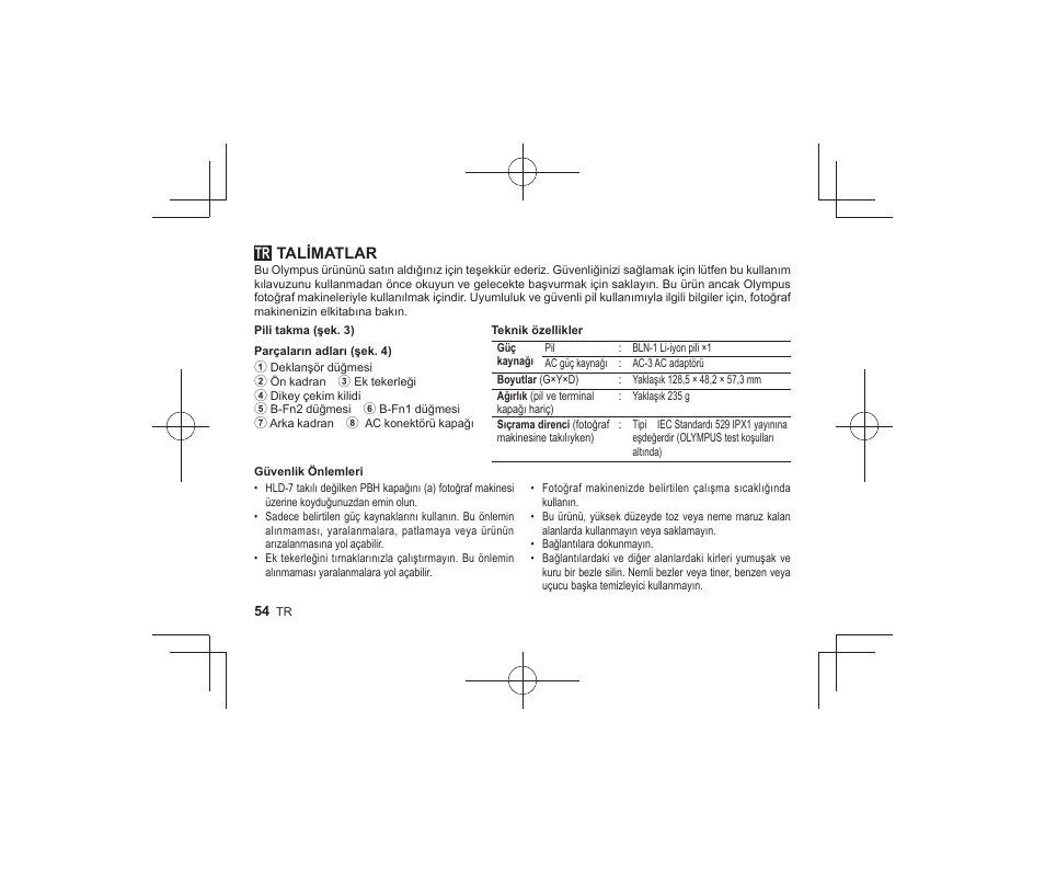 27_r2260_tr, Talimatlar | Olympus HLD-7 User Manual | Page 52 / 58